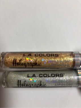 L.A. COLORS Holographic Lip Gloss Set — Gold & Silver Glitter